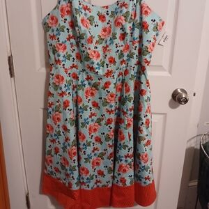 Disney Floral Midi Dress with Red and Blue